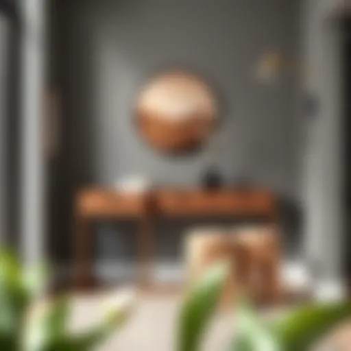 Stylish entryway console table with stools featuring modern design