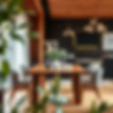 Stylish Dining Setup with Acacia Wood Stylish dining setup featuring acacia wood table and modern decor