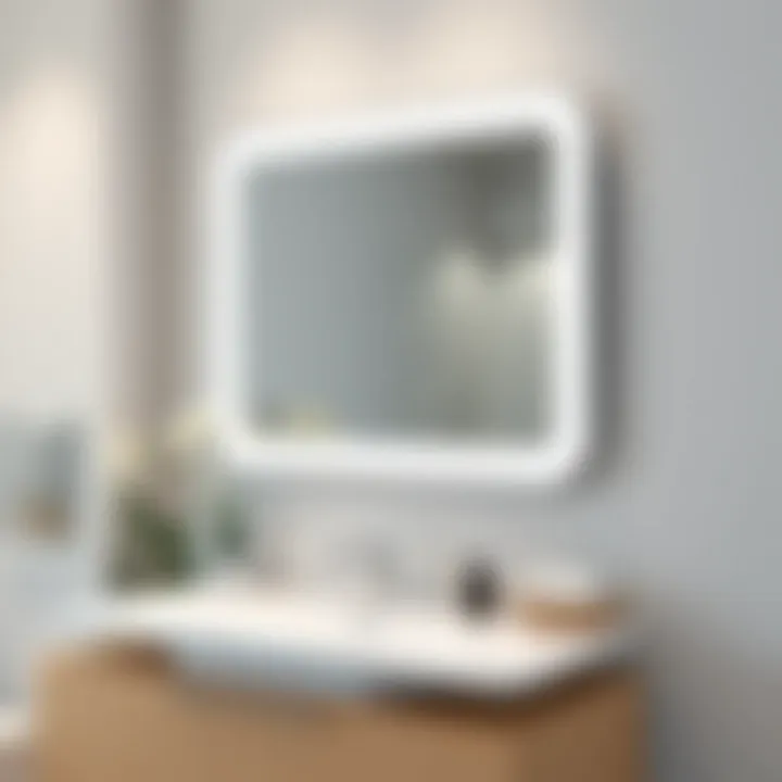 Beveled vanity mirror strategically placed in a modern bathroom