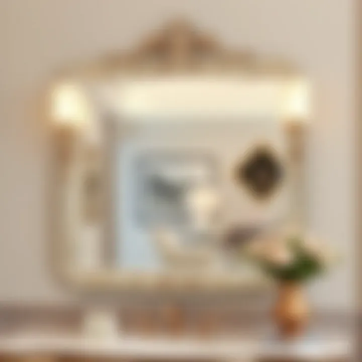 Elegant beveled vanity mirror reflecting a stylish interior