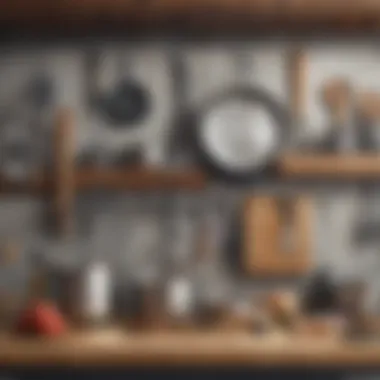 Variety of Budget-Friendly Kitchen Equipment Assorted affordable kitchen tools neatly arranged