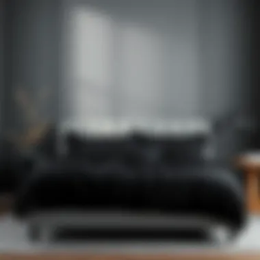 Elegant black sheets on a full size bed