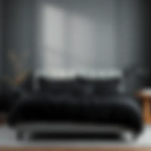 Elegant black sheets on a full size bed