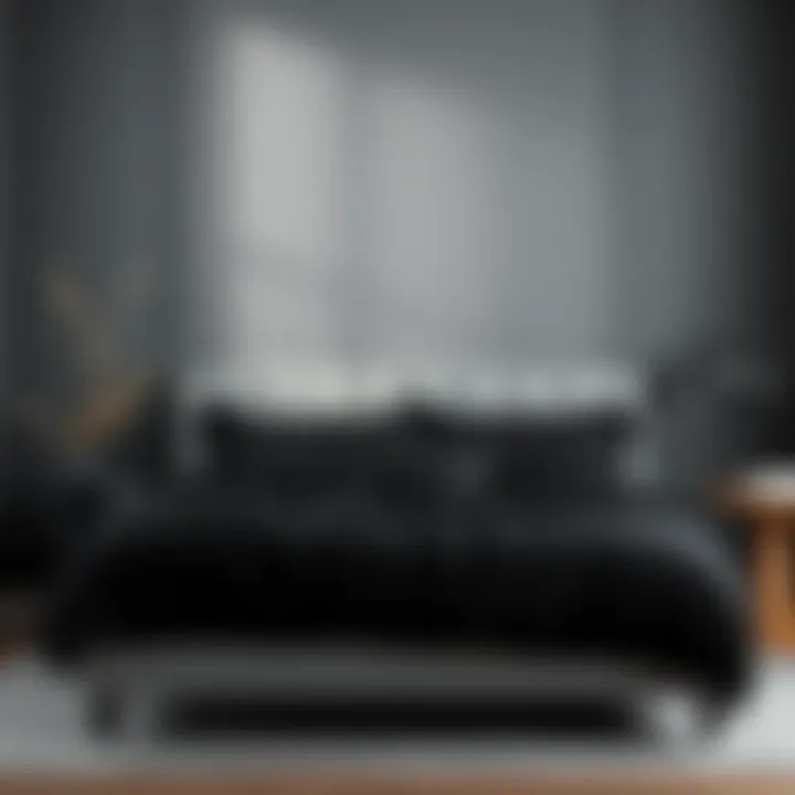 Elegant black sheets on a full size bed