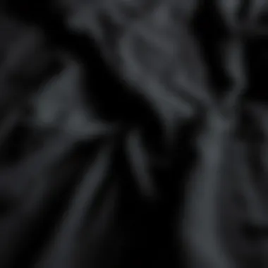 Close-up of luxurious fabric texture of black sheets