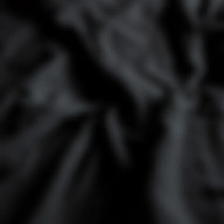 Close-up of luxurious fabric texture of black sheets