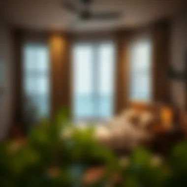 Cozy bedroom with 74-inch blackout curtains enhancing energy efficiency