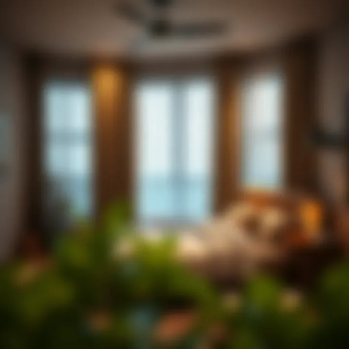 Cozy bedroom with 74-inch blackout curtains enhancing energy efficiency