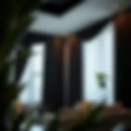 Elegant black curtain draping in a modern living room