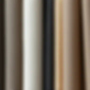 Close-up of various blackout curtain fabrics and textures