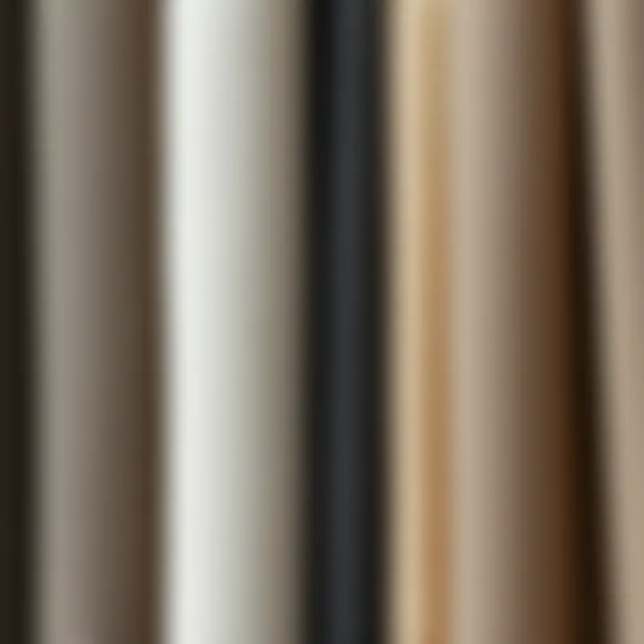 Close-up of various blackout curtain fabrics and textures