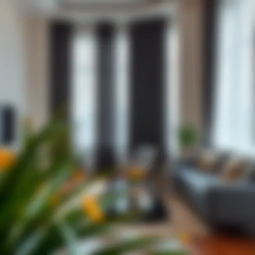 Luxurious living room adorned with elegant blackout curtains