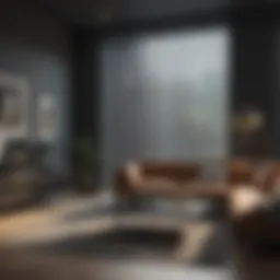 Elegant living room featuring blackout vertical blinds