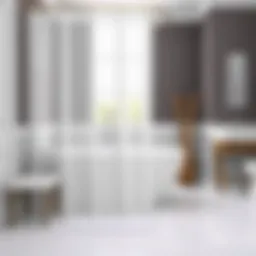 Elegant bathroom featuring a clear striped shower curtain