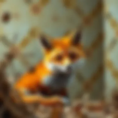 Artistic representation of a playful fox in an abstract setting