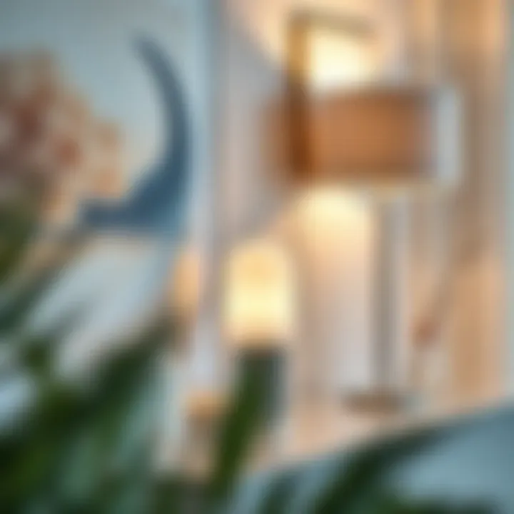 Minimalist console lamp next to decorative elements in a stylish home