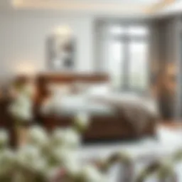 Elegant decorative storage bench in a modern bedroom setting