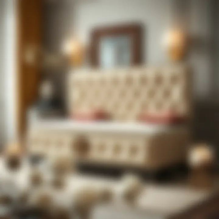 Chic upholstered storage bench with intricate design