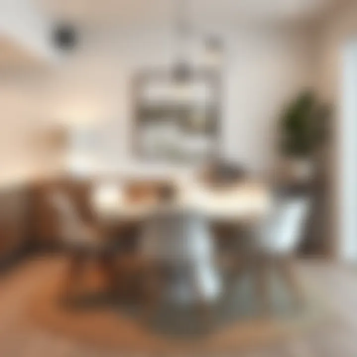 Cozy dining area showcasing a white round set in a modern home