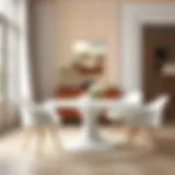 Elegant white round dining set with four chairs in a stylish interior