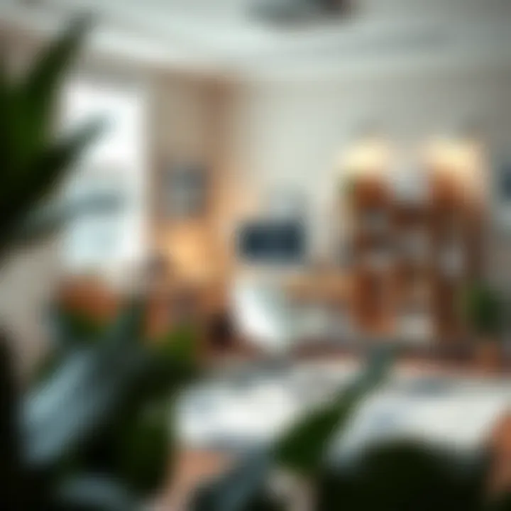 Functional workspace featuring a large corner desk