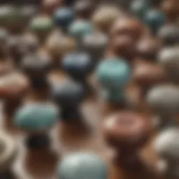 A collection of various dresser knobs showcasing different designs and materials.