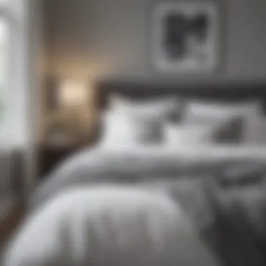 Cozy Bedroom with Gray and White Bedding Cozy bedroom featuring a gray and white comforter ensemble
