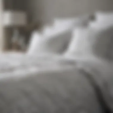 Material Choices for Comforter Sets Material samples for gray and white comforter sets