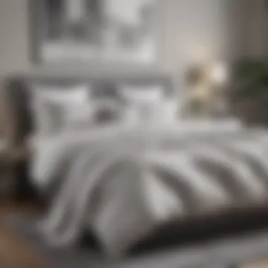 Modern Interior with Gray and White Comforter Stylish gray and white comforter set in a modern interior