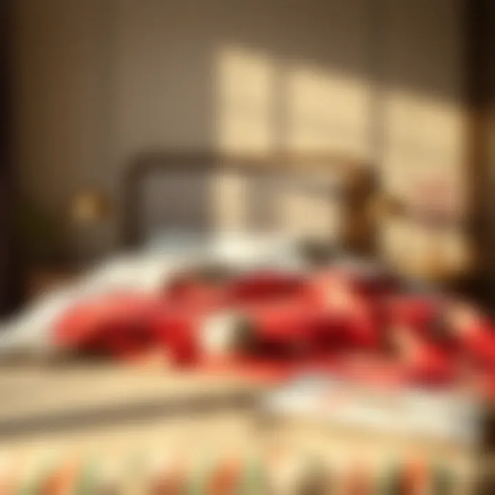 Cozy king size bed adorned with Japanese textiles