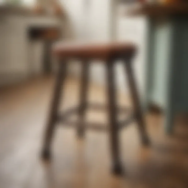 Vintage stool design complementing rustic decor