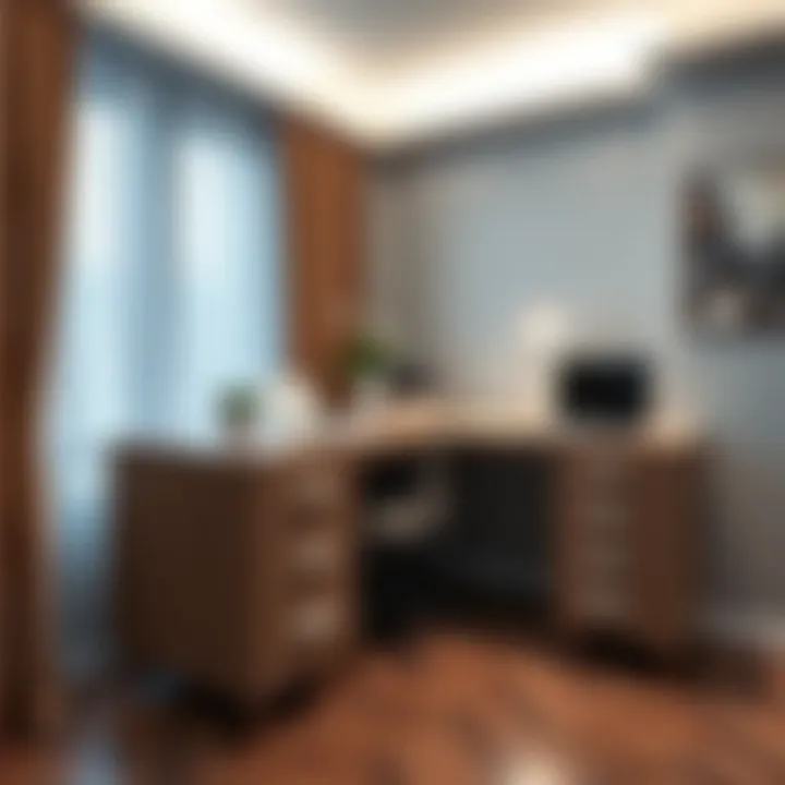 Elegant large corner desk with modern drawers