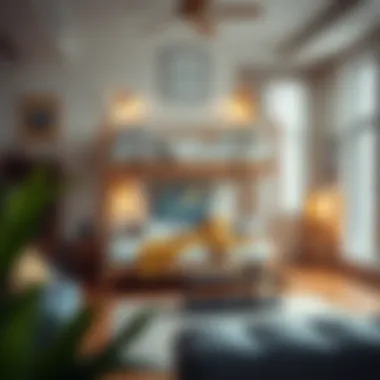 Minimalist loft bed in a small apartment