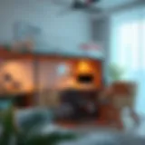 Modern loft bed design with workspace underneath