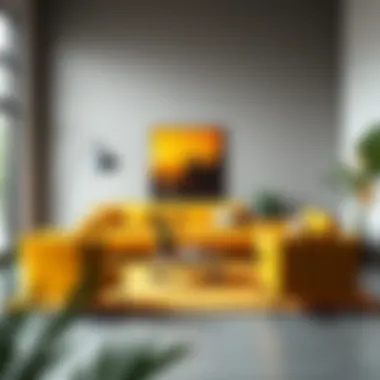 Elegant Minimalist Design with Mustard Sofa Set Elegant mustard color sofa set in a minimalist setting