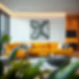 Stunning mustard color sofa set in a modern living room