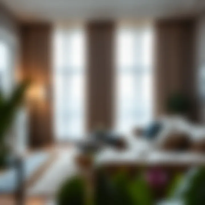 Elegant living room featuring a one rod curtain set that enhances the decor