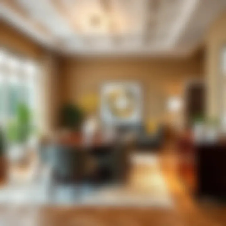 A vibrant dining area featuring contemporary furniture styles