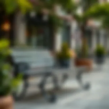 Durable Urban Outdoor Metal Bench Durable metal bench in an urban outdoor space