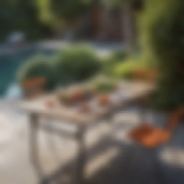 Minimalist outdoor table arrangement with sleek design