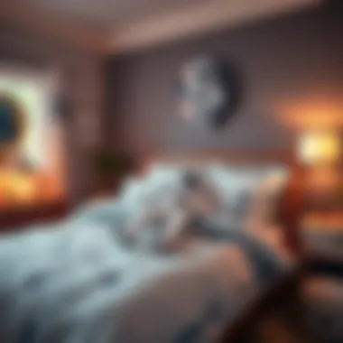 Cozy bedroom featuring an astronaut-themed bedding arrangement