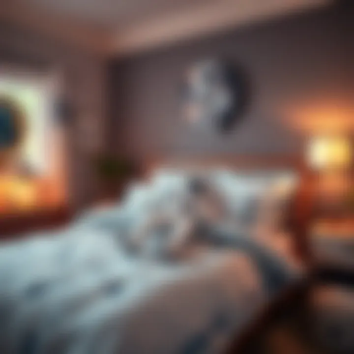 Cozy bedroom featuring an astronaut-themed bedding arrangement