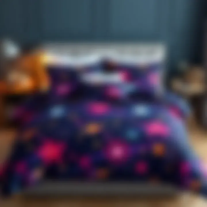 Celestial-themed comforter set with vivid star patterns