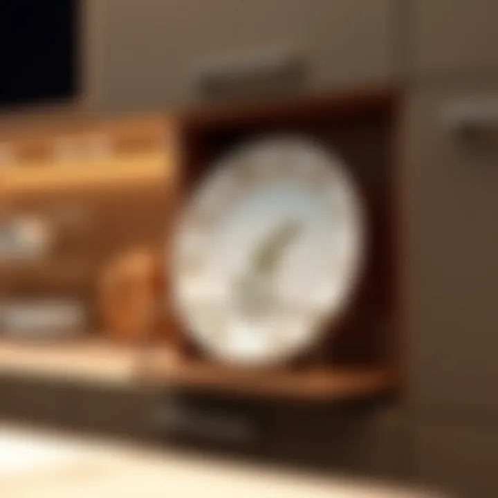 Stylish plate holder integrated into a modern cabinet design