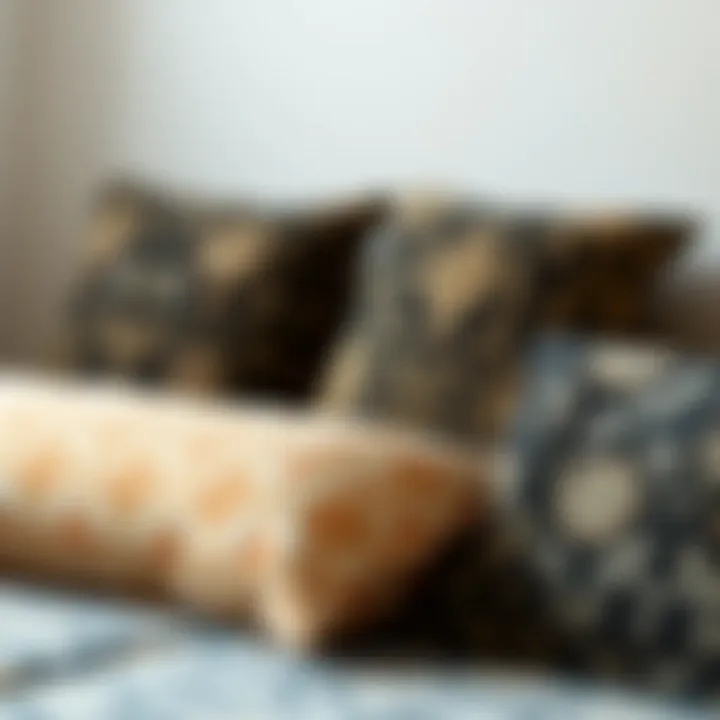 Elegant queen futon cushion showcasing intricate fabric patterns