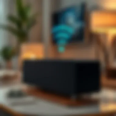 Sonos Long Speaker Demonstrating Wireless Connectivity Sonos long speaker connected wirelessly, illustrating modern technology