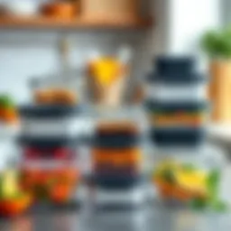 Elegant stackable meal prep containers showcasing different designs