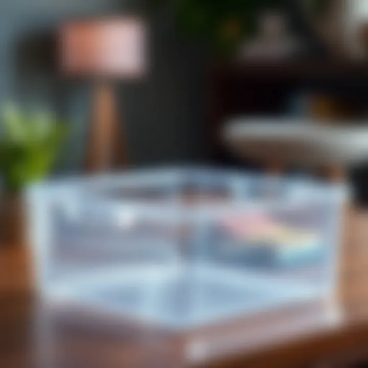 Clear plastic storage box with customizable dividers