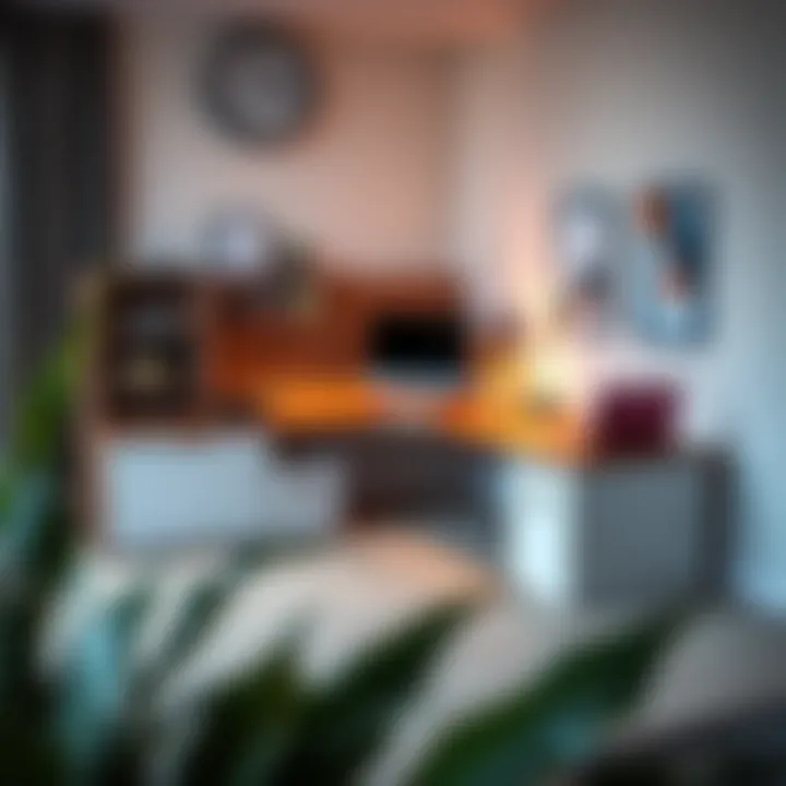 Stylish corner desk arrangement in a contemporary office