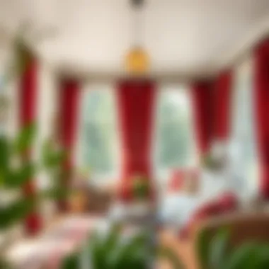 Sunroom Showcasing Rich-Colored Curtain Panels Sunroom showcasing rich-colored curtain panels enhancing ambience
